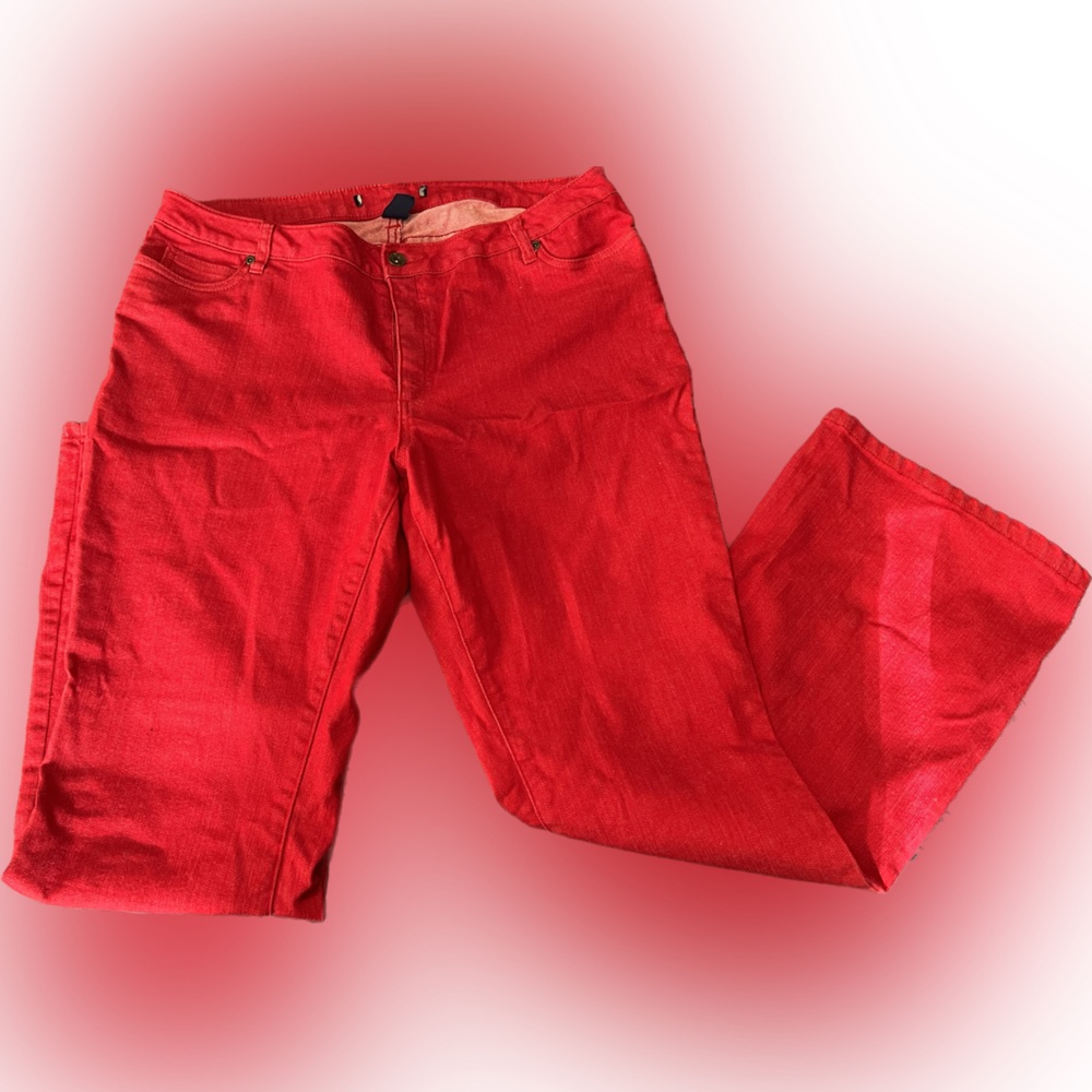 Red flare jeans